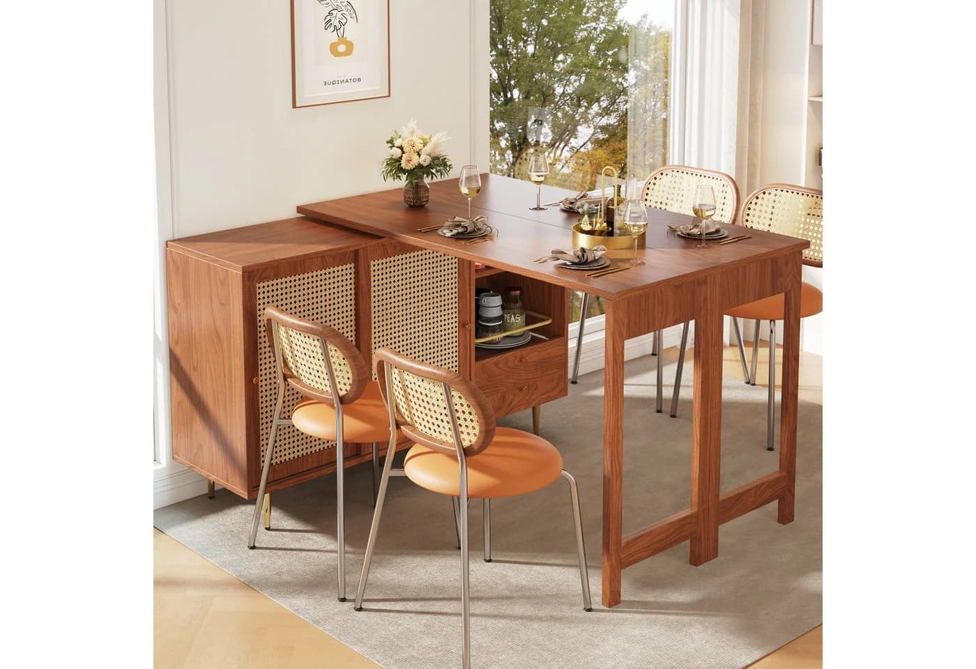 Flieks Bartisch 360° drehbar Braun Holzwerkstoff mit Sideboard - Bild 2