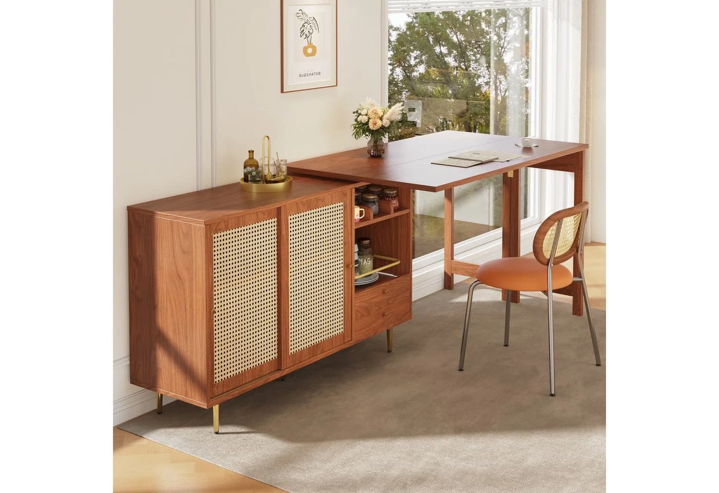 Flieks Bartisch 360° drehbar Braun Holzwerkstoff mit Sideboard - Bild 4