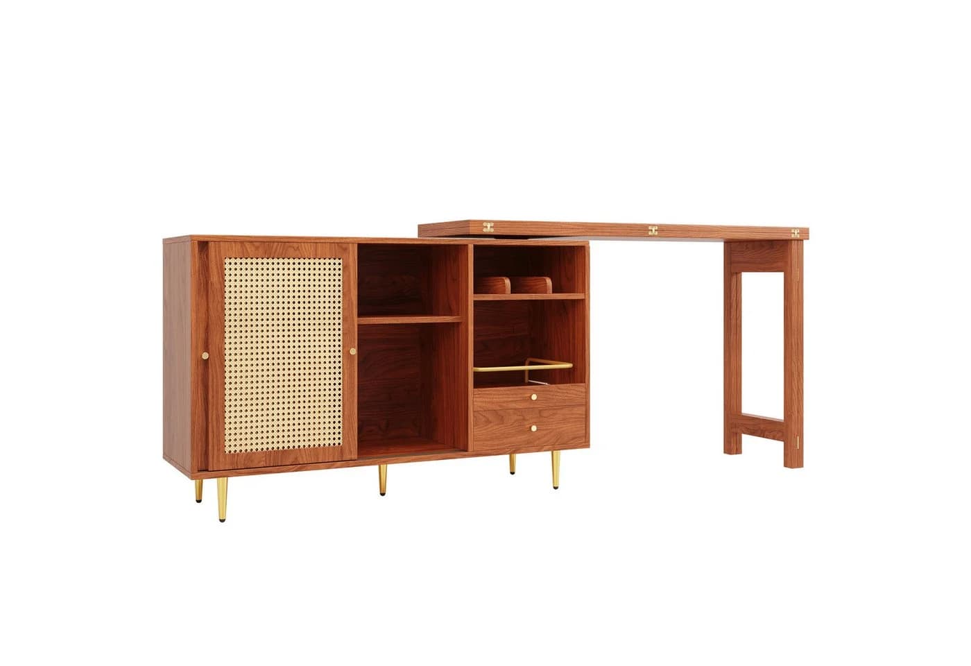 Flieks Bartisch 360° drehbar Braun Holzwerkstoff mit Sideboard - Bild 5
