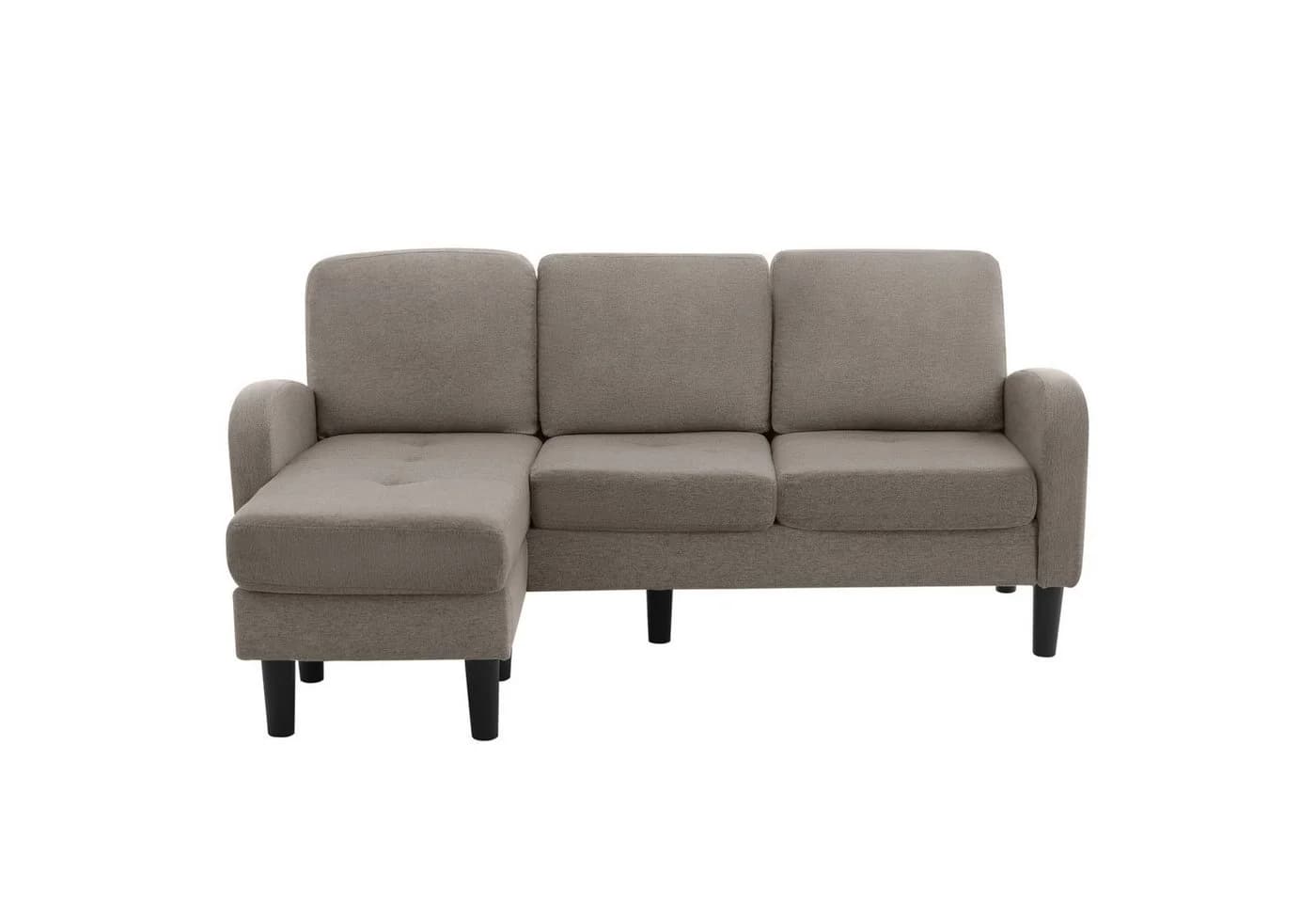 Merax Ecksofa L-förmig 3-Sitzer Grau Baumwoll-Leinen