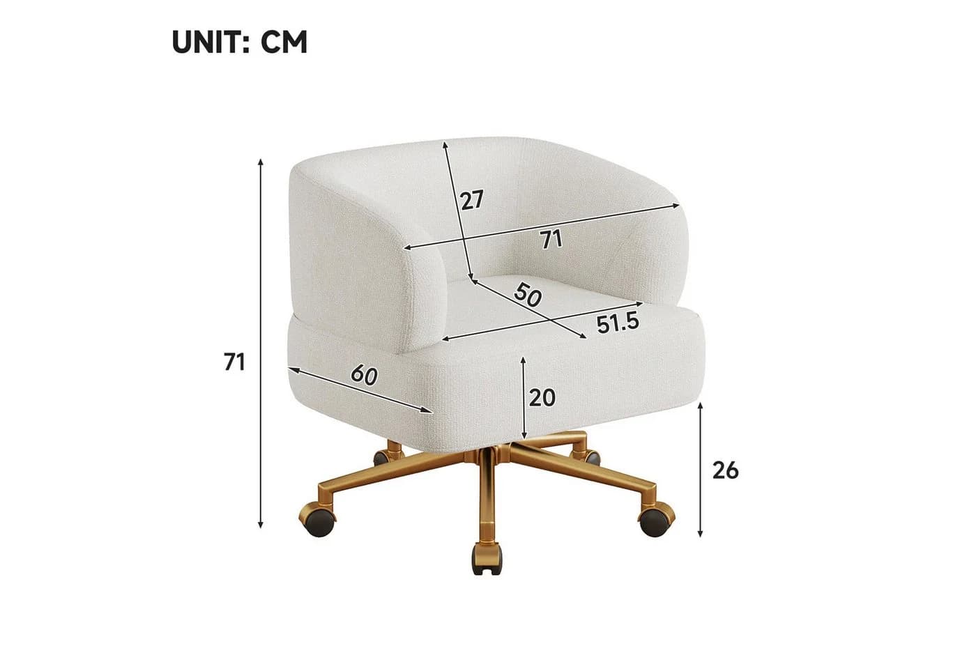 Flieks Drehstuhl mit Rollen, 360° drehbar, Beige - Bild 4