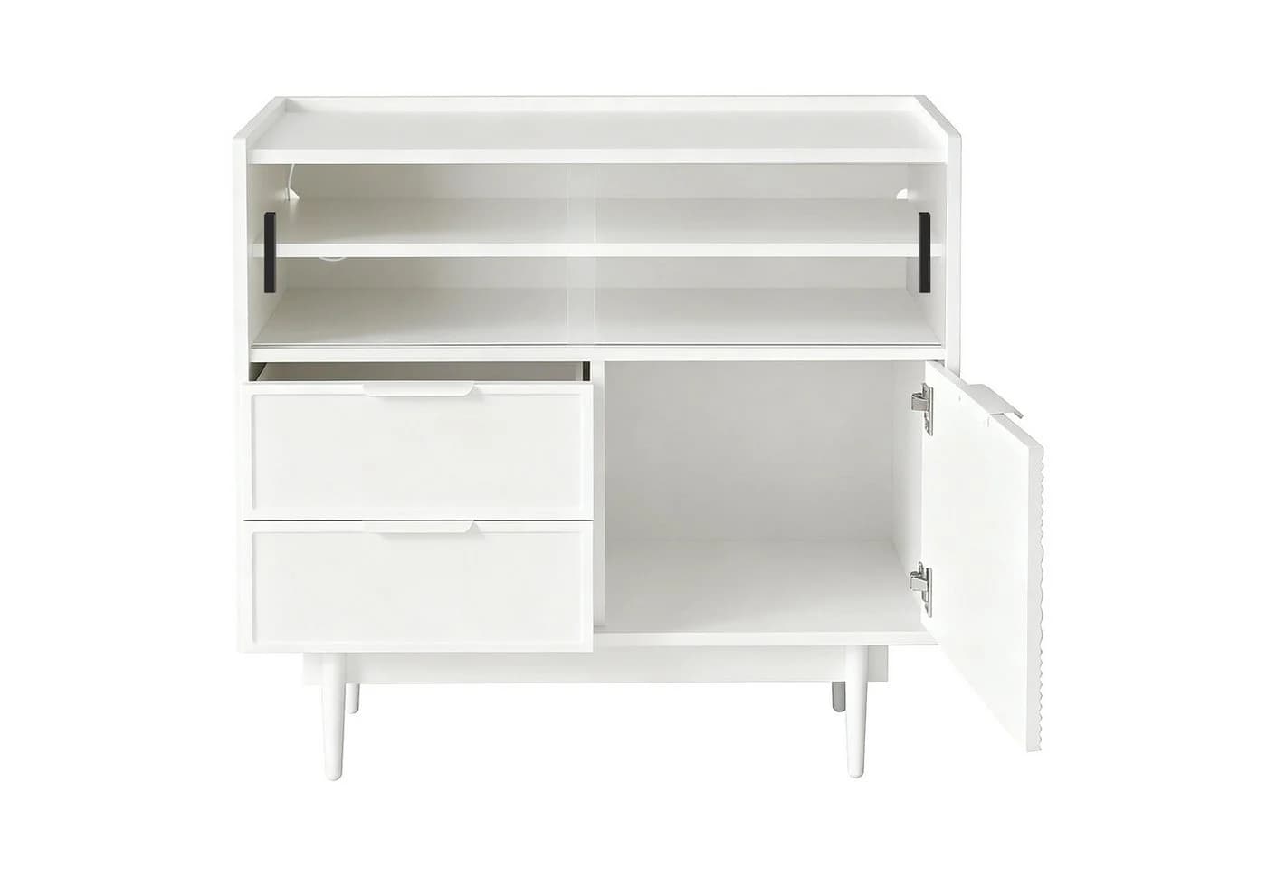 Flieks Sideboard mit 2 Schubladen und 2 Glasschiebetüren Weiß - Bild 5