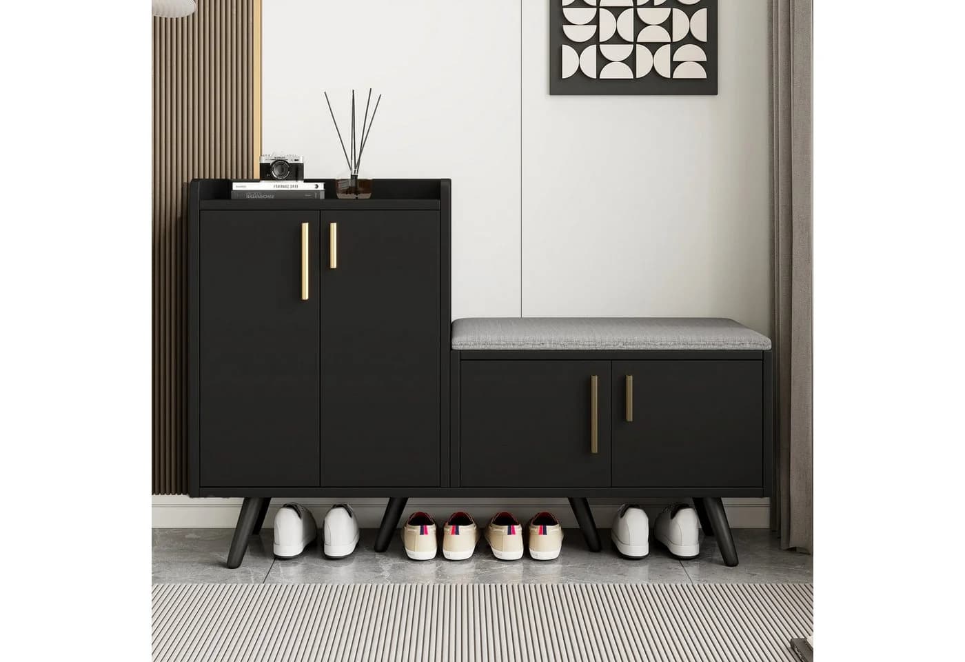 Flieks Schuhschrank mit gepolsterter Sitzfläche und 4 Türen - Bild 2