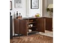 Merax Sideboard Skandi 3 Türen Dunkelbraun mit Metallfüßen Bild 3