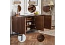 Merax Sideboard Skandi 3 Türen Dunkelbraun mit Metallfüßen Bild 4