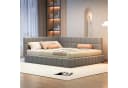 Merax Daybett Polsterbett mit Schlaffunktion Samt Beige Grau Bild 3