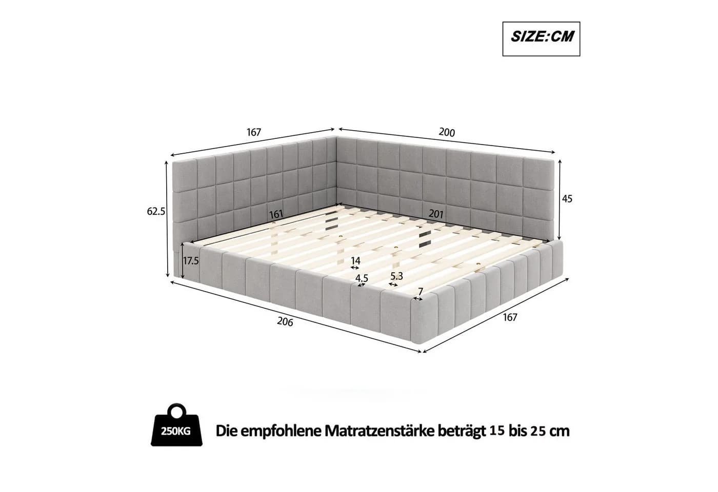 Merax Daybett Polsterbett mit Schlaffunktion Samt Beige Grau - Bild 5