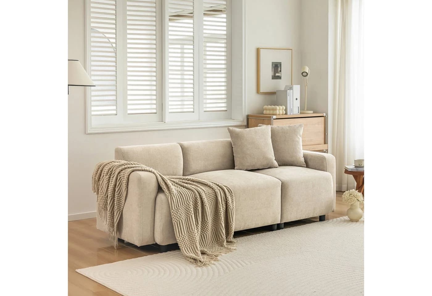Merax 3-Sitzer Chenille Sofa Beige Modular - Bild 2