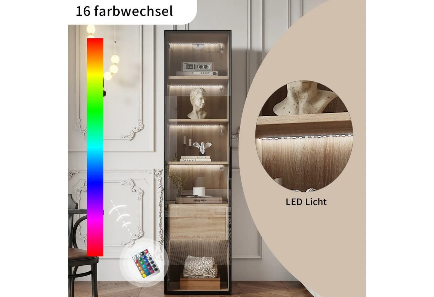 Flieks Badkommode Vitrine mit LED-Beleuchtung und 5 Fächern - Bild 5