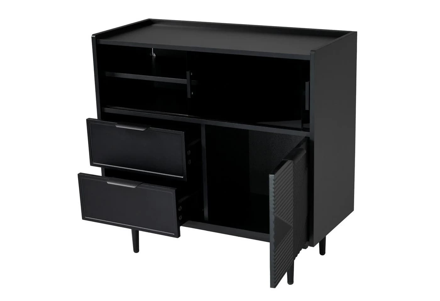 Flieks Sideboard Schwarz mit LED-Beleuchtung und Glasschiebetüren - Bild 5