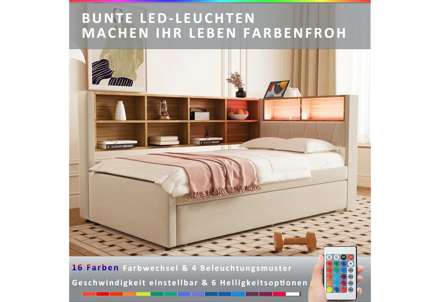 Merax Daybett 90x200cm mit Ausziehbett und LED - Bild 4