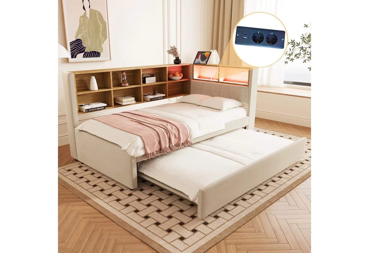 Merax Daybett 90x200cm mit Ausziehbett und LED - Bild 5