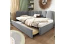 Merax Daybett Samt mit Ausziehbett Grau Beige Rosa Bild 2