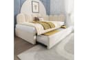 Merax Polsterbett Samt mit Ausziehfunktion Beige Bild 2