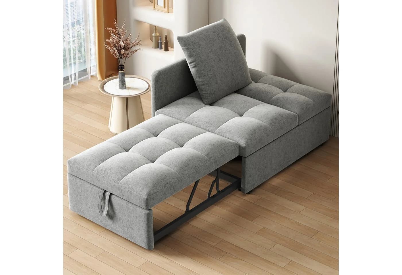 Merax Schlafsofa 3-in-1 Verstellbares Multifunktionsbett Leinenstoff - Bild 4
