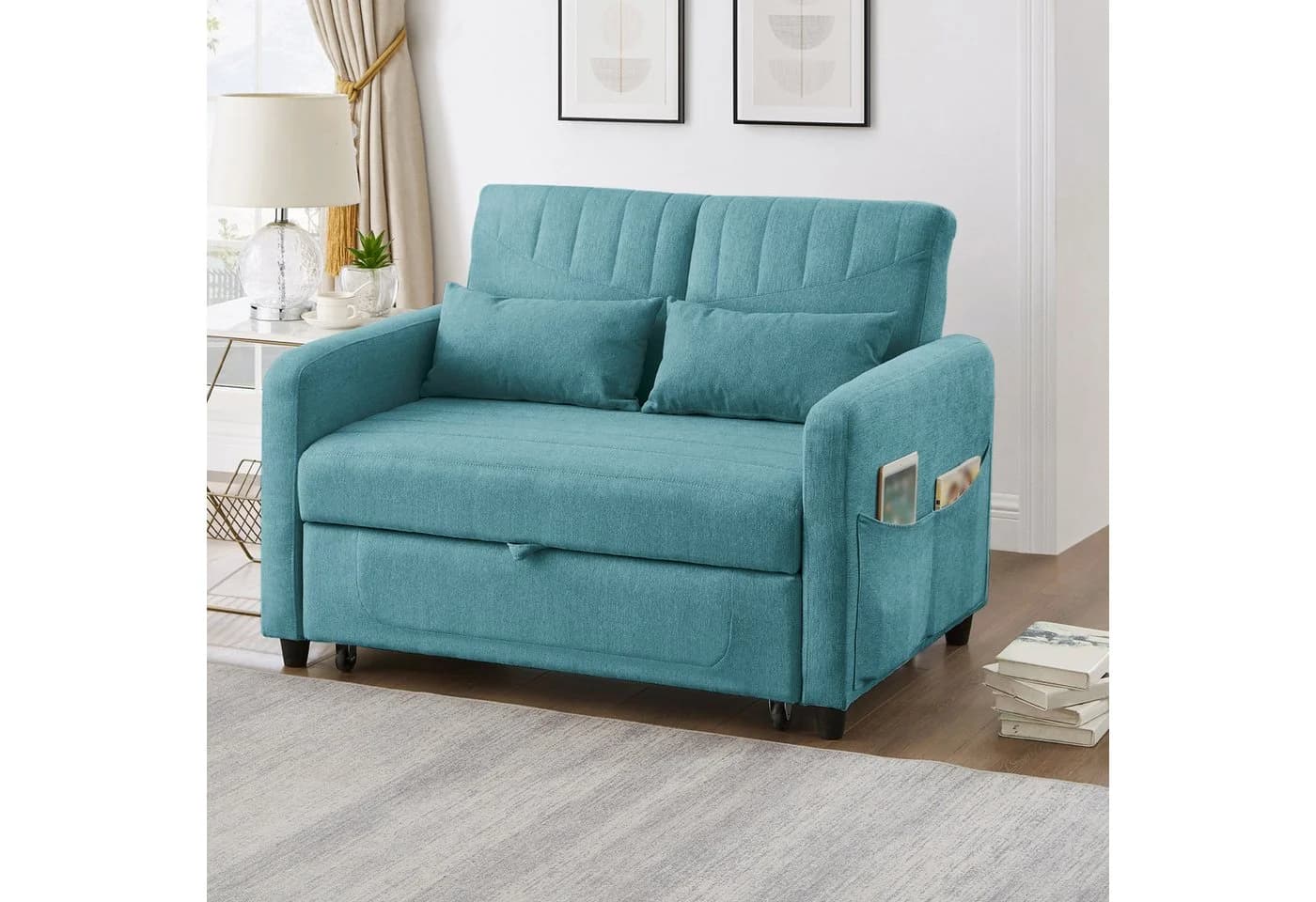 Merax Schlafsofa Zweisitzer Klappsofa Baumwoll-Leinen-Stoff mit Schlaffunktion - Bild 3