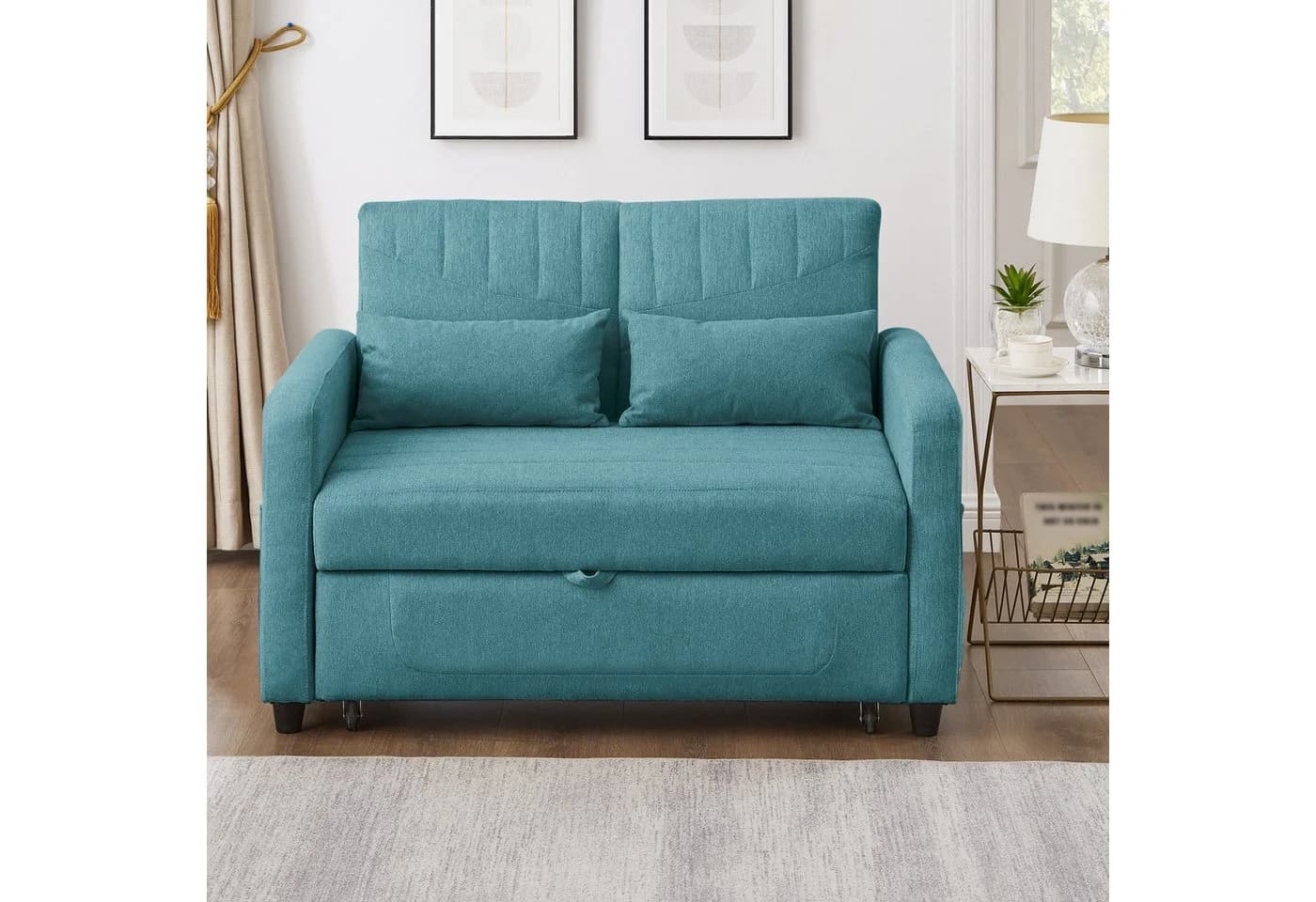 Merax Schlafsofa Zweisitzer Klappsofa Baumwoll-Leinen-Stoff mit Schlaffunktion - Bild 4