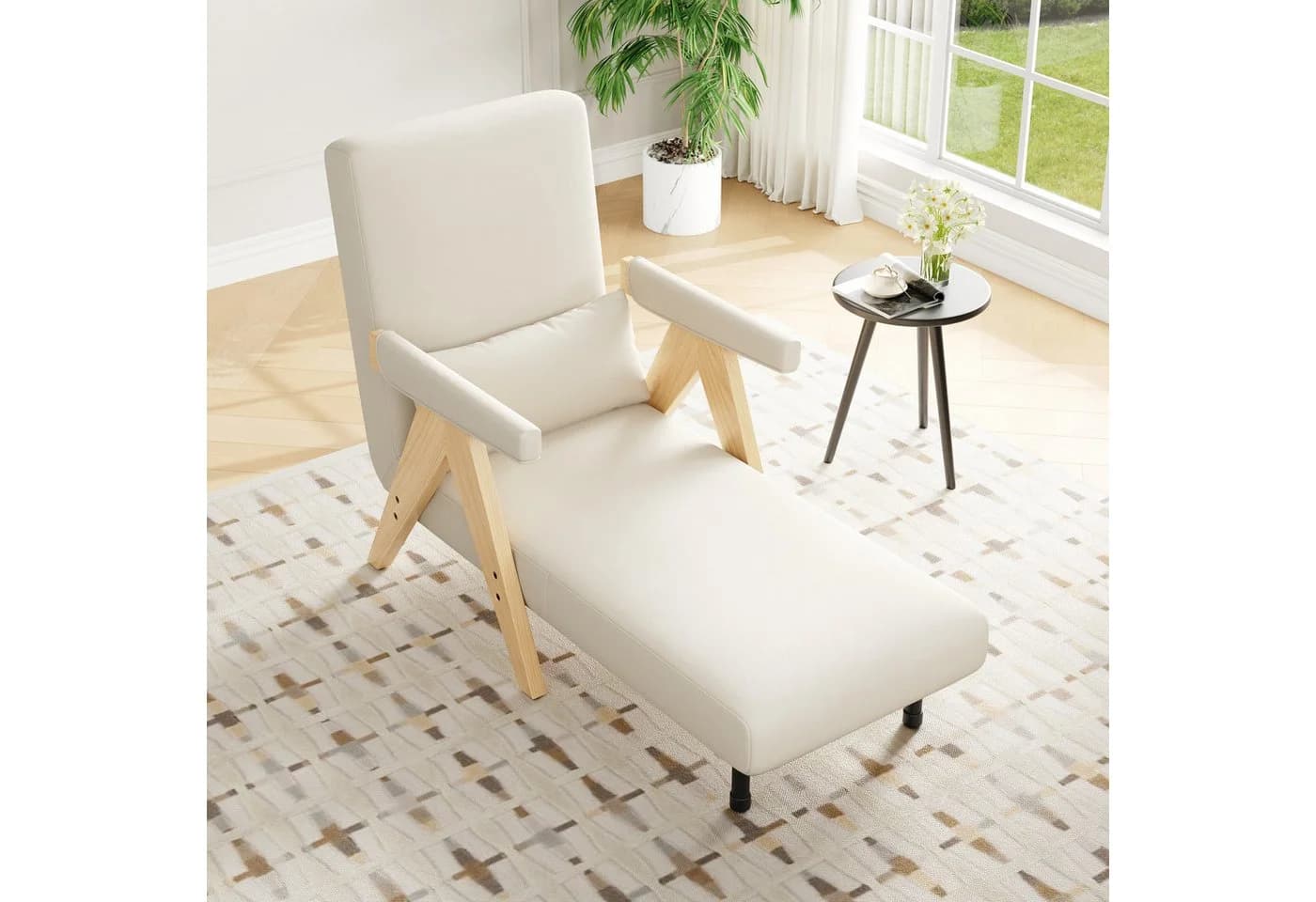 Merax Loungesessel 3-in-1 mit Schlaffunktion Leinen beige - Bild 3