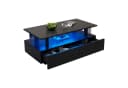 Merax LED-Couchtisch Schwarz mit 2 Schubladen & Stauraum Bild 2