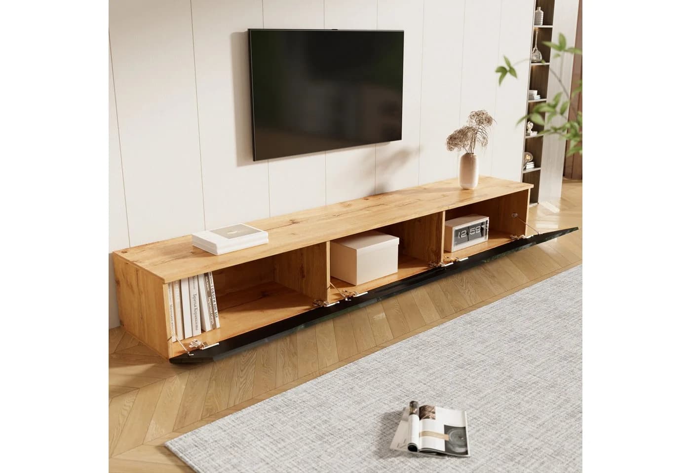Merax Lowboard TV-Schwarz Hochglanz LED-Beleuchtung - Bild 5