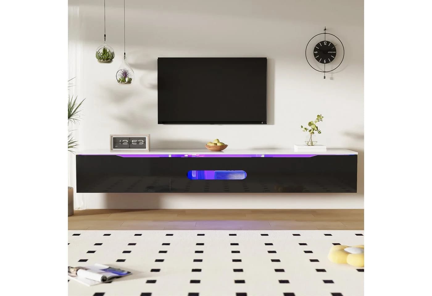 Merax Lowboard 180x35x30 cm Hochglanz TV-Schrank mit LED-Beleuchtung - Bild 5