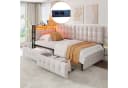 Merax Daybett Samt Beige mit LED, Schubladen & USB Bild 5
