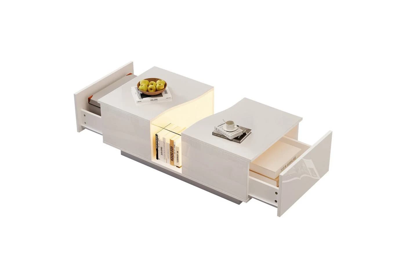 Merax LED-Couchtisch Hochglanz Sofatisch Beistelltisch mit LED-Beleuchtung - Bild 2