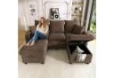 Merax Ecksofa U-förmig Schlafsofa mit Staufunktion, 3-Sitzer, 2 Schubladen, 2 Hocker, Chenille-Bezug Bild 1