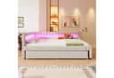 Merax Polsterbett mit Ausziehbett und LED Leinen Beige Grau Bild 1