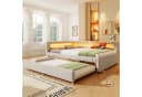 Merax Polsterbett mit Ausziehbett und LED Leinen Beige Grau Bild 2
