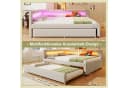 Merax Polsterbett mit Ausziehbett und LED Leinen Beige Grau Bild 5