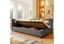 Merax Polsterbett mit LED und USB Stauraum Leinen Beige Grau Bild 1