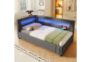 Merax Polsterbett mit LED und USB Stauraum Leinen Beige Grau Bild 2