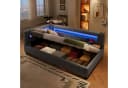 Merax Polsterbett mit LED und USB Stauraum Leinen Beige Grau Bild 4