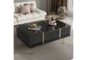 Merax Couchtisch Hochglanz Schwarz Gold 2 Schubladen Bild 2