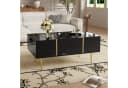 Merax Couchtisch Hochglanz Schwarz Gold 2 Schubladen Bild 5
