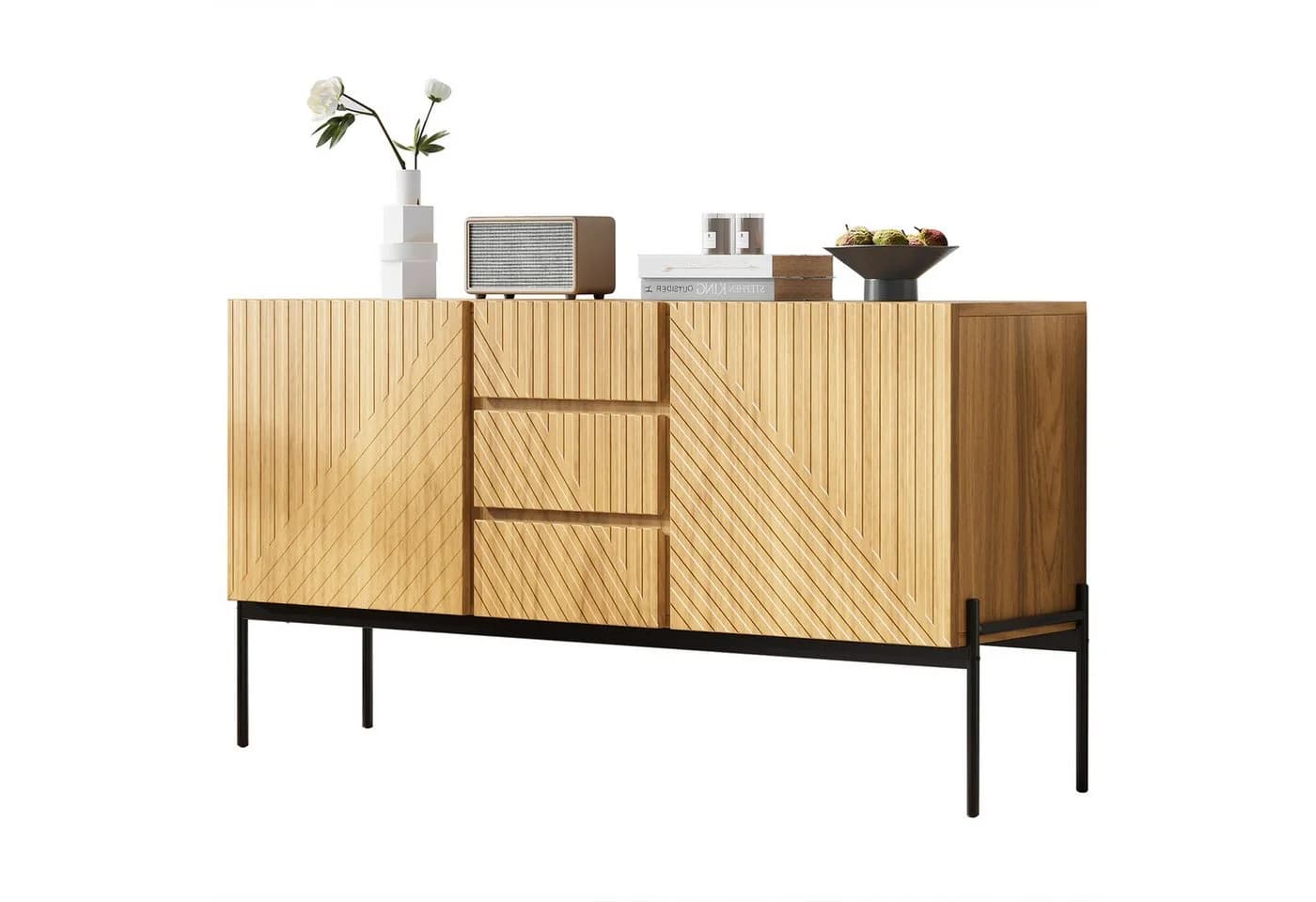 Merax Sideboard mit höhenverstellbaren Einlegeböden und Metallfüßen - Bild 5