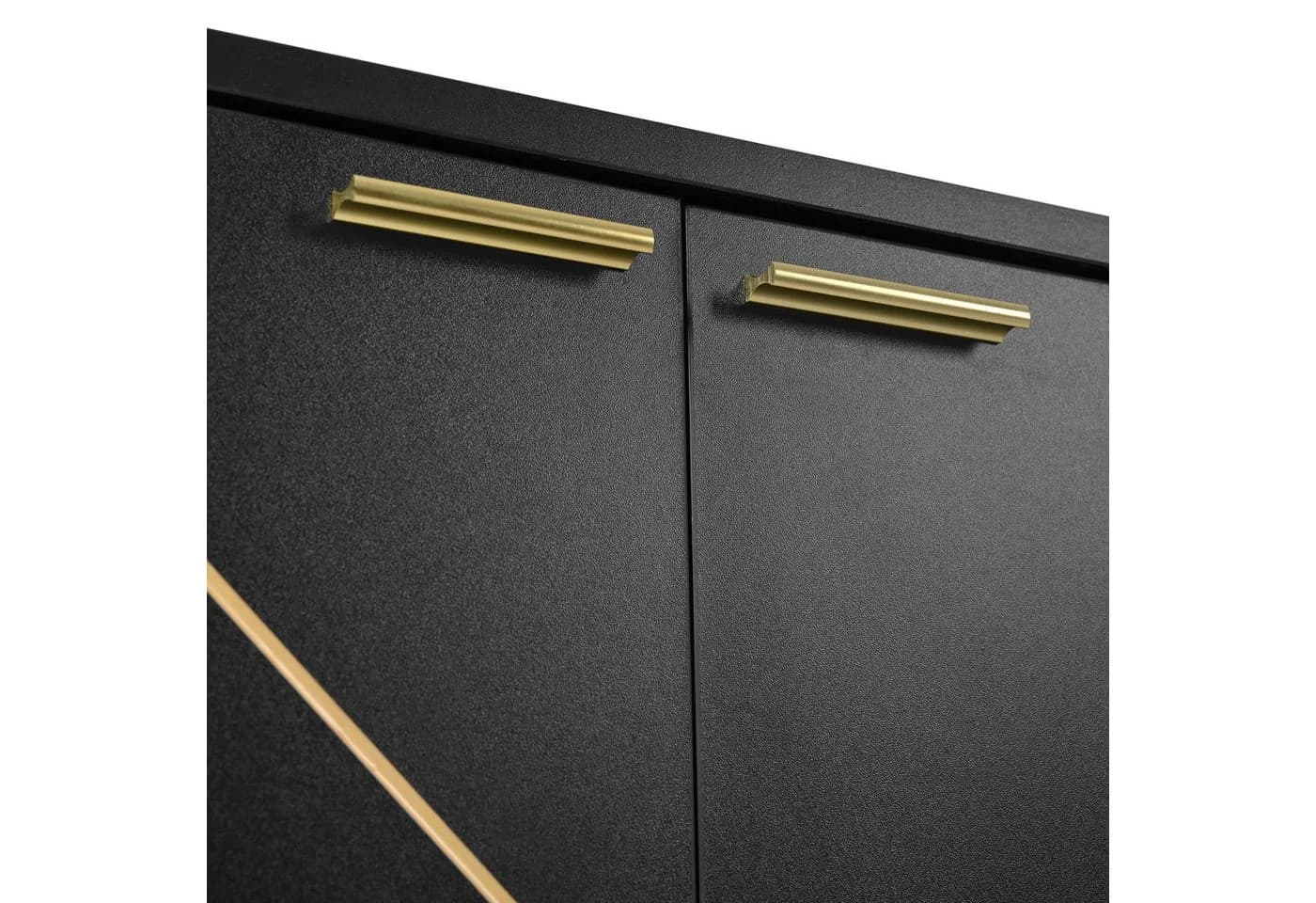 Merax Sideboard Schwarz-Gold mit Verstellbaren Regalböden - Bild 4