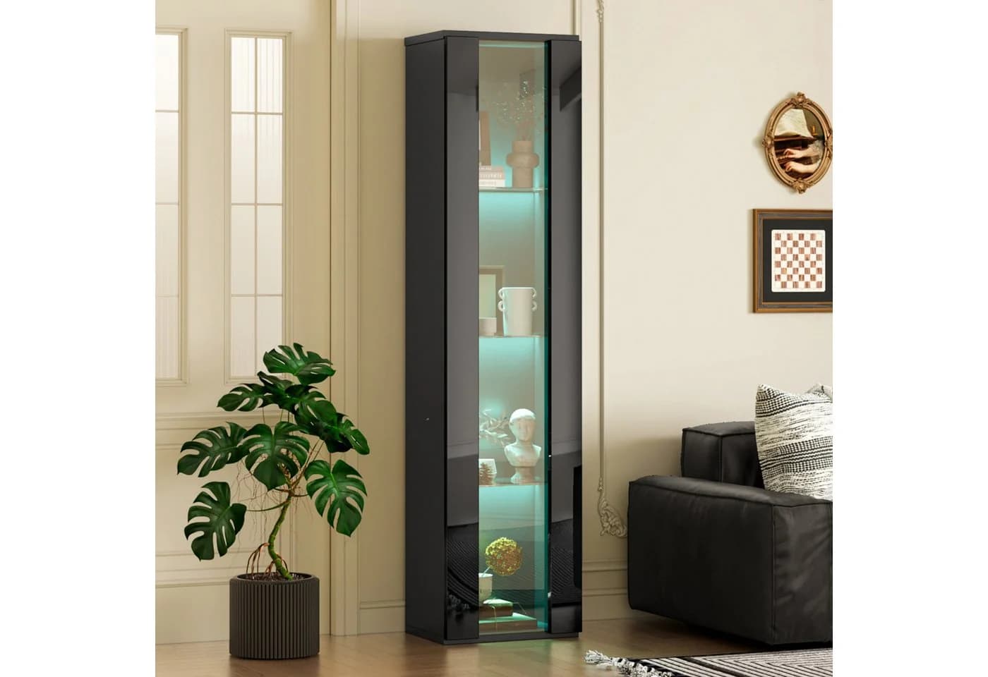 Merax Vitrine Glasvitrine mit LED-Beleuchtung inkl. Fernbedienung - Bild 2