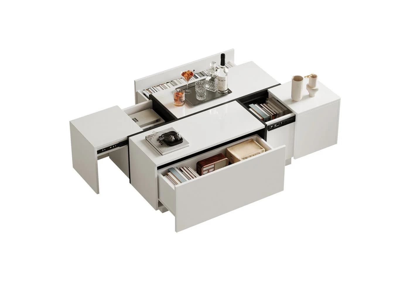 Merax Couchtisch Hochglanz Patchwork-Design 4 Schubladen - Bild 2