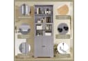 Merax Hochschrank Grau/Weiß mit Glas- & Holztüren Modern Bild 5