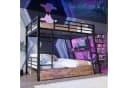 Merax Hochbett mit Schreibtisch und LED-Beleuchtung Schwarz Metall Bild 1
