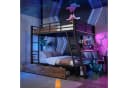 Merax Hochbett mit Schreibtisch und LED-Beleuchtung Schwarz Metall Bild 2
