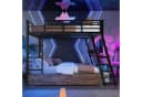 Merax Hochbett mit Schreibtisch und LED-Beleuchtung Schwarz Metall Bild 3