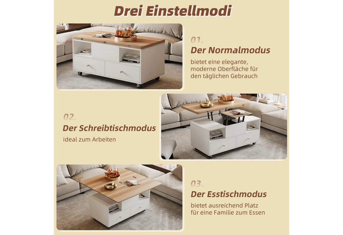 Merax Couchtisch höhenverstellbar mit Hydraulikfunktion - Bild 5