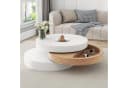 Merax Couchtisch Drehbarer Sofatisch Zylindrisch Beistelltisch Weiß Holzoptik Bild 2