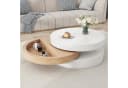 Merax Couchtisch Drehbarer Sofatisch Zylindrisch Beistelltisch Weiß Holzoptik Bild 3