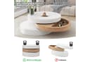Merax Couchtisch Drehbarer Sofatisch Zylindrisch Beistelltisch Weiß Holzoptik Bild 5
