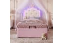 Merax Polsterbett Rosa Kronprinzessinnen-Design mit LED & Stauraum Bild 1