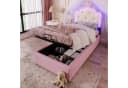 Merax Polsterbett Rosa Kronprinzessinnen-Design mit LED & Stauraum Bild 2